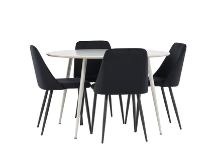 Venture Home Night & Plaza Matstolar 2-pack Svart + Runda Matbord ⌀120 Beige