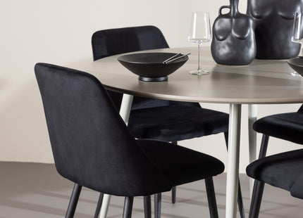 Venture Home Night & Plaza Matstolar 2-pack Svart + Runda Matbord ⌀120 Beige