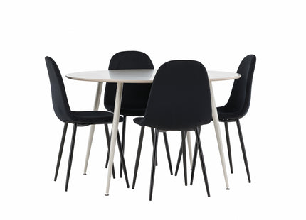 Venture Home Polar & Plaza Matstolar 2-pack Svart + Runda Matbord ⌀120 Beige