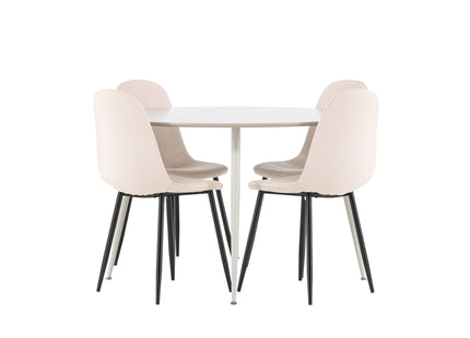 Venture Home Polar & Plaza Matstolar 2-pack Beige + Runda Matbord ⌀120 Beige