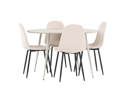 Venture Home Polar & Plaza Matstolar 2-pack Beige + Runda Matbord ⌀120 Beige