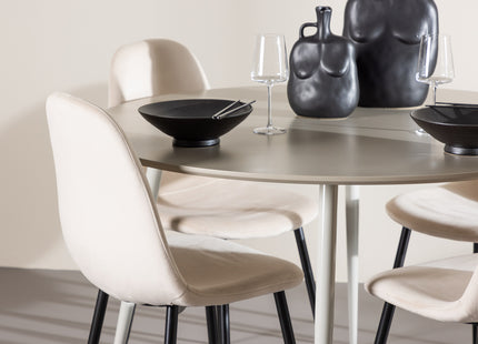 Venture Home Polar & Plaza Matstolar 2-pack Beige + Runda Matbord ⌀120 Beige
