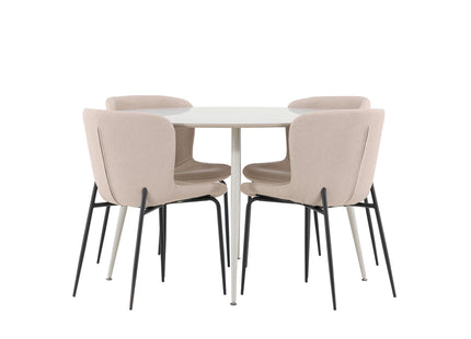 Venture Home Modesto & Plaza Matstolar 2-pack Beige + Runda Matbord ⌀120 Beige