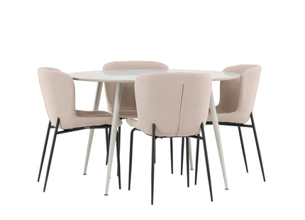 Venture Home Modesto & Plaza Matstolar 2-pack Beige + Runda Matbord ⌀120 Beige