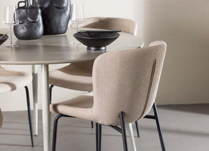 Venture Home Modesto & Plaza Matstolar 2-pack Beige + Runda Matbord ⌀120 Beige