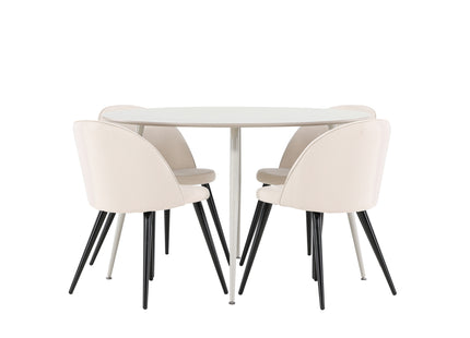 Venture Home Velvet & Plaza Matstolar 2-pack Beige + Runda Matbord ⌀120 Beige