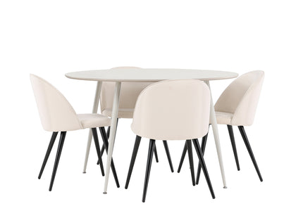 Venture Home Velvet & Plaza Matstolar 2-pack Beige + Runda Matbord ⌀120 Beige