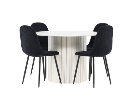 Venture Home Polar & Härön Matstolar 2-pack Svart + Runda Matbord ⌀110 Vit