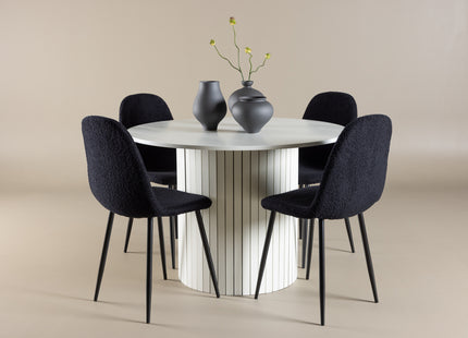 Venture Home Polar & Härön Matstolar 2-pack Svart + Runda Matbord ⌀110 Vit