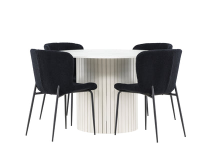 Venture Home Modesto & Härön Matstolar 2-pack Svart + Runda Matbord ⌀110 Vit
