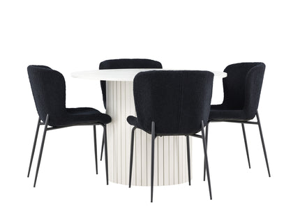 Venture Home Modesto & Härön Matstolar 2-pack Svart + Runda Matbord ⌀110 Vit