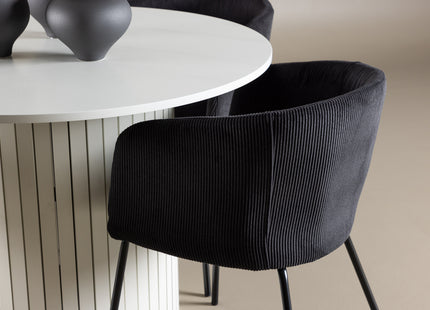 Venture Home Berit & Härön Matstolar Svart + Runda Matbord ⌀110 Vit