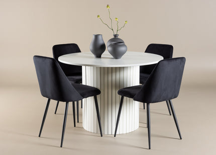 Venture Home Night & Härön Matstolar 2-pack Svart + Runda Matbord ⌀110 Vit