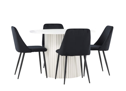 Venture Home Night & Härön Matstolar 2-pack Svart + Runda Matbord ⌀110 Vit