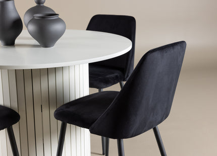 Venture Home Night & Härön Matstolar 2-pack Svart + Runda Matbord ⌀110 Vit