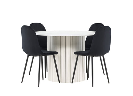 Venture Home Polar & Härön Matstolar 2-pack Svart + Runda Matbord ⌀110 Vit