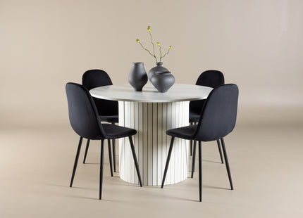 Venture Home Polar & Härön Matstolar 2-pack Svart + Runda Matbord ⌀110 Vit
