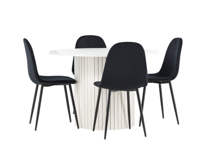 Venture Home Polar & Härön Matstolar 2-pack Svart + Runda Matbord ⌀110 Vit