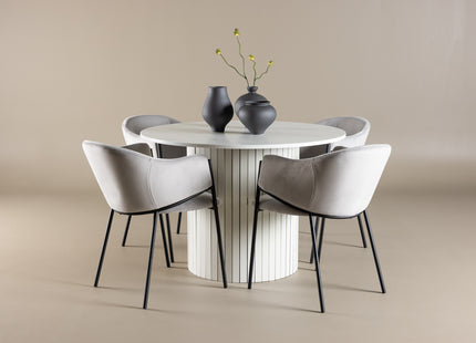Venture Home Evelina & Härön Matstolar 2-pack Grå + Runda Matbord ⌀110 Vit