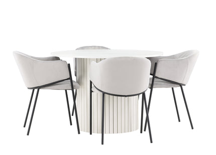 Venture Home Evelina & Härön Matstolar 2-pack Grå + Runda Matbord ⌀110 Vit