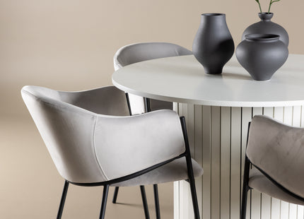 Venture Home Evelina & Härön Matstolar 2-pack Grå + Runda Matbord ⌀110 Vit