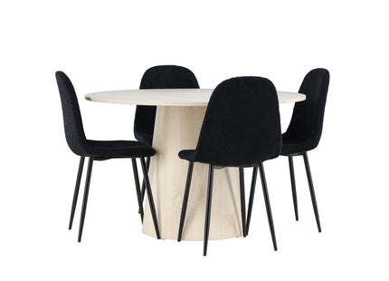 Venture Home Polar & Lanzo Matstolar 2-pack Svart + Runda Matbord ⌀120 Whitewash