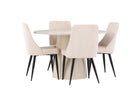 Venture Home Leone & Lanzo Matstolar 2-pack Beige + Runda Matbord ⌀120 Whitewash