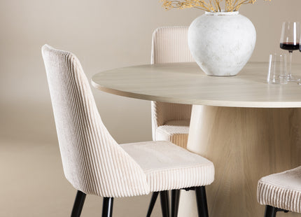 Venture Home Leone & Lanzo Matstolar 2-pack Beige + Runda Matbord ⌀120 Whitewash