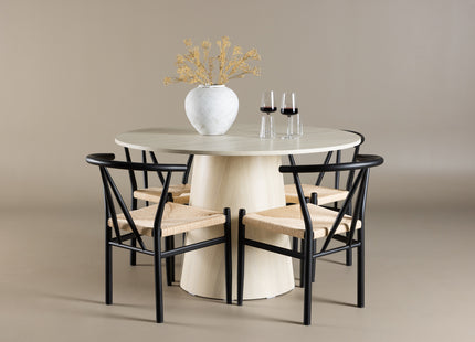 Venture Home Alfons & Lanzo Matstolar Svart + Runda Matbord ⌀120 Whitewash