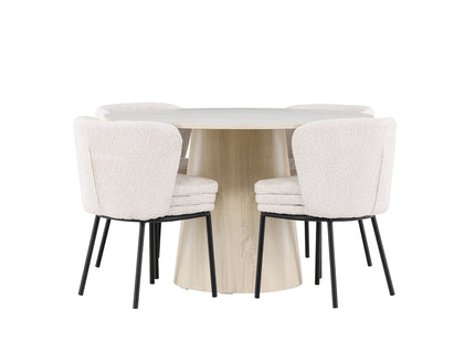 Venture Home Agnes & Lanzo Matstolar 2-pack Vit + Runda Matbord ⌀120 Whitewash