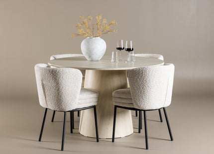 Venture Home Agnes & Lanzo Matstolar 2-pack Vit + Runda Matbord ⌀120 Whitewash