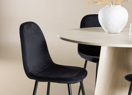 Venture Home Polar & Lanzo Matstolar 2-pack Svart + Runda Matbord ⌀120 Whitewash