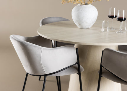 Venture Home Evelina & Lanzo Matstolar 2-pack Grå + Runda Matbord ⌀120 Whitewash