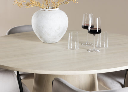 Venture Home Evelina & Lanzo Matstolar 2-pack Grå + Runda Matbord ⌀120 Whitewash