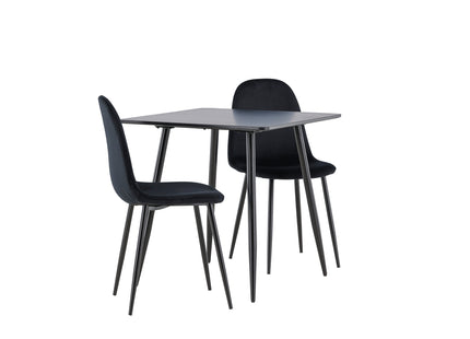 Venture Home Polar Matstolar 2-pack Svart + Rektangulära Matbord 75 x 75 Svart