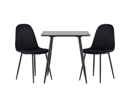 Venture Home Polar Matstolar 2-pack Svart + Rektangulära Matbord 75 x 75 Svart