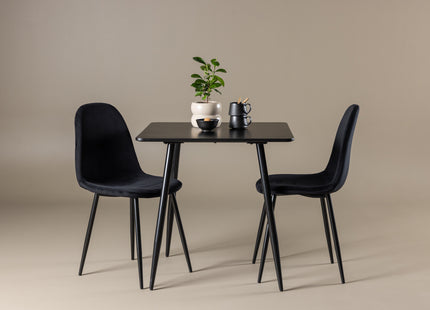 Venture Home Polar Matstolar 2-pack Svart + Rektangulära Matbord 75 x 75 Svart