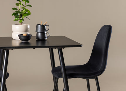 Venture Home Polar Matstolar 2-pack Svart + Rektangulära Matbord 75 x 75 Svart