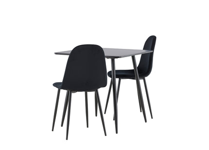 Venture Home Polar Matstolar 2-pack Svart + Rektangulära Matbord 75 x 75 Svart