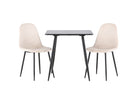Venture Home Polar Matstolar 2-pack Beige + Rektangulära Matbord 75 x 75 Svart