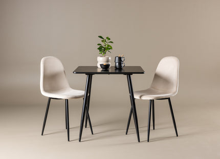 Venture Home Polar Matstolar 2-pack Beige + Rektangulära Matbord 75 x 75 Svart