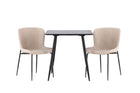 Venture Home Modesto & Polar Matstolar 2-pack Beige + Rektangulära Matbord 75 x 75 Svart