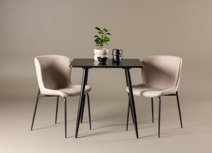 Venture Home Modesto & Polar Matstolar 2-pack Beige + Rektangulära Matbord 75 x 75 Svart