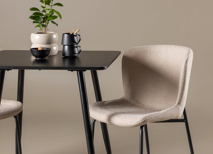 Venture Home Modesto & Polar Matstolar 2-pack Beige + Rektangulära Matbord 75 x 75 Svart