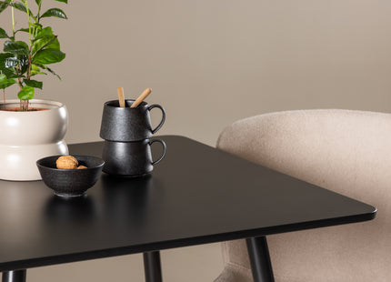 Venture Home Modesto & Polar Matstolar 2-pack Beige + Rektangulära Matbord 75 x 75 Svart