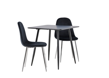 Venture Home Polar Matstolar 2-pack Svart + Rektangulära Matbord 75 x 75 Svart