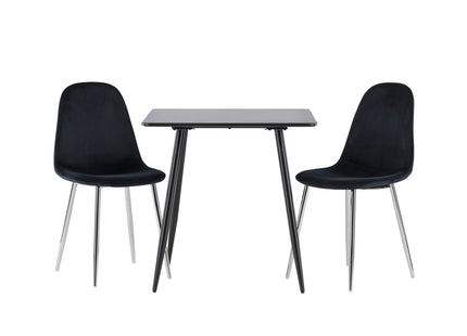 Venture Home Polar Matstolar 2-pack Svart + Rektangulära Matbord 75 x 75 Svart