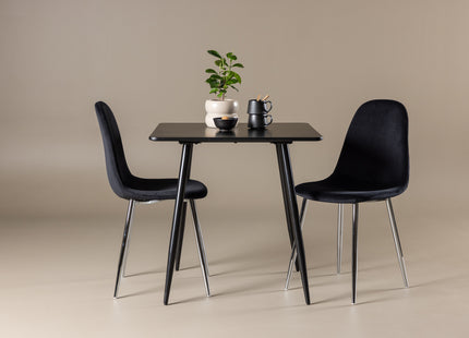 Venture Home Polar Matstolar 2-pack Svart + Rektangulära Matbord 75 x 75 Svart