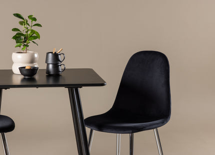 Venture Home Polar Matstolar 2-pack Svart + Rektangulära Matbord 75 x 75 Svart