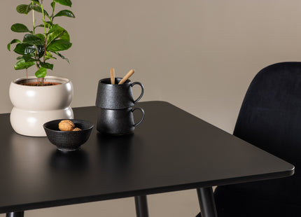 Venture Home Polar Matstolar 2-pack Svart + Rektangulära Matbord 75 x 75 Svart